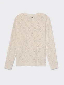 Piazza Italia Maglia manica lunga girocollo con intarsi - Avorio Beige Flash Sale