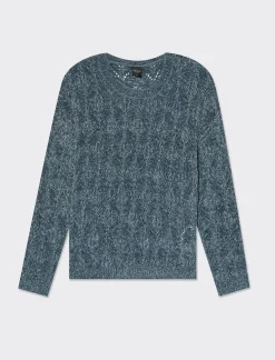 Piazza Italia Maglia manica lunga girocollo con intarsi - Denim Blu Shop