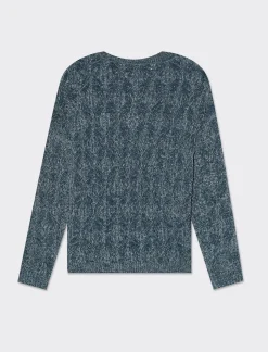 Piazza Italia Maglia manica lunga girocollo con intarsi - Denim Blu Shop