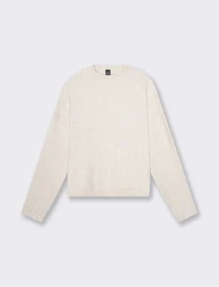 Piazza Italia Maglia manica lunga in ciniglia con giro collo taglio basic - Avorio Beige Store