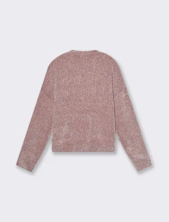 Piazza Italia Maglia manica lunga in ciniglia con giro collo taglio basic - antico Rosa Shop