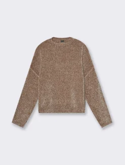 Piazza Italia Maglia manica lunga in ciniglia con giro collo taglio basic - tortora Grigio Flash Sale