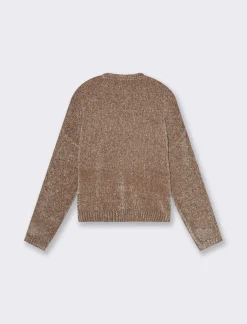 Piazza Italia Maglia manica lunga in ciniglia con giro collo taglio basic - tortora Grigio Flash Sale