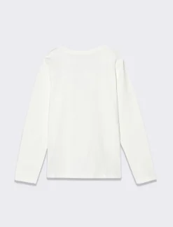 Piazza Italia Maglia manica lunga in cotone elastico con tagli sul davanti e rouches - sporco Bianco Store