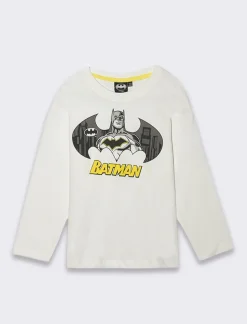 Piazza Italia Maglia manica lunga in jersey con stampe frontali Batman. - sporco Bianco Fashion