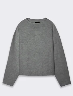 Piazza Italia Maglia manica lunga mezzo collo con bordo risvoltato - Grigio melange New