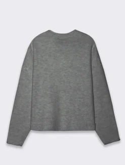 Piazza Italia Maglia manica lunga mezzo collo con bordo risvoltato - Grigio melange New