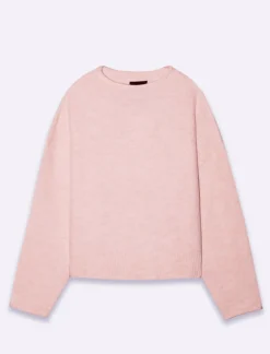 Piazza Italia Maglia manica lunga mezzo collo con bordo risvoltato - Rosa antico Store