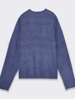 Piazza Italia Maglia manica lunga mezzo collo con bordo risvoltato - Mirtillo Viola Clearance