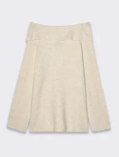 Piazza Italia Maglia manica lunga scollo risvoltato e spalle scoperte con vestibilità comoda - Beige corda Marrone Discount