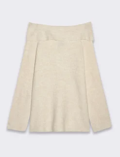 Piazza Italia Maglia manica lunga scollo risvoltato e spalle scoperte con vestibilità comoda - Beige corda Marrone Discount