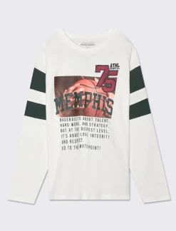 Piazza Italia Maglia manica lunga, vestibilità loose con tagli sulla manica - sporco Bianco Sale