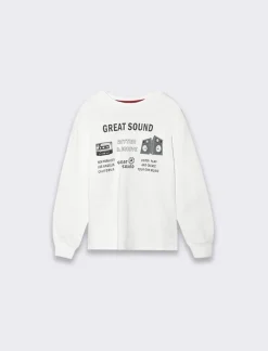 Piazza Italia Maglia maniche lunga e stampa frontale - Bianco panna New