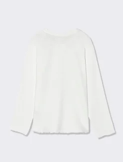 Piazza Italia Maglia maniche lunghe con orlo ondulato e stampa frontale effetto lucido - sporco Bianco Hot