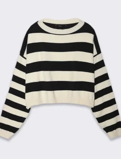 Piazza Italia Maglia maniche over rigata - Bianco-nero New