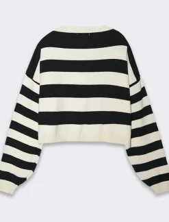 Piazza Italia Maglia maniche over rigata - Bianco-nero New