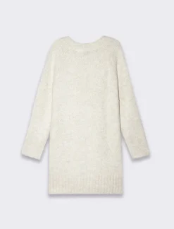 Piazza Italia Maglia maxipullover con scollo a v profondo. polsi e fondo a costa elastica - Avorio Beige Online