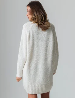 Piazza Italia Maglia maxipullover con scollo a v profondo. polsi e fondo a costa elastica - Avorio Beige Online