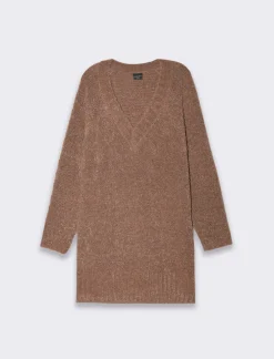 Piazza Italia Maglia maxipullover con scollo a v profondo. polsi e fondo a costa elastica - castoro Grigio Sale