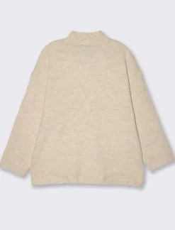 Piazza Italia Maglia mezzo collo e manica lunga con tasca applicata - Avorio Best Sale