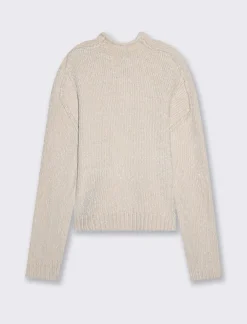 Piazza Italia Maglia mezzo collo in ciniglia e cuciture in rilievo - Avorio Beige Sale