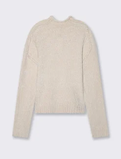 Piazza Italia Maglia mezzo collo in ciniglia e cuciture in rilievo - Avorio Beige Sale