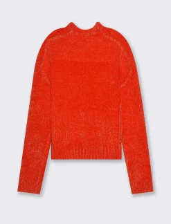 Piazza Italia Maglia mezzo collo in ciniglia e cuciture in rilievo - scarlatto Rosso Flash Sale