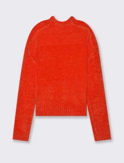 Piazza Italia Maglia mezzo collo in ciniglia e cuciture in rilievo - scarlatto Rosso Flash Sale