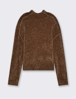 Piazza Italia Maglia mezzo collo in ciniglia e cuciture in rilievo - Caramello Beige Store