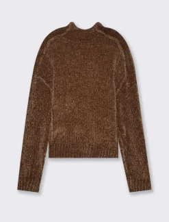 Piazza Italia Maglia mezzo collo in ciniglia e cuciture in rilievo - Caramello Beige Store