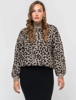 Piazza Italia Maglia mezzo collo in jacquard leopardato e filo effetto metallizato - var 1 Fashion