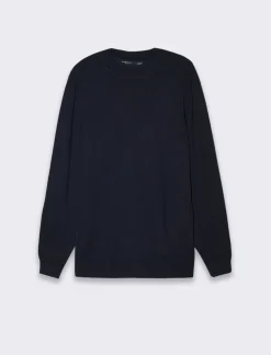 Piazza Italia Maglia mezzo collo lavorazione a coste sui fianchi slim fit. - Blu Shop