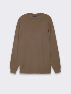 Piazza Italia Maglia mezzo collo lavorazione a coste sui fianchi slim fit. - fango Grigio New