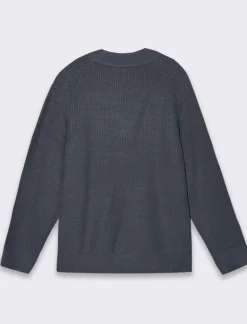 Piazza Italia Maglia mezzo collo lavorazione a coste regular fit - Avion Blu Best Sale