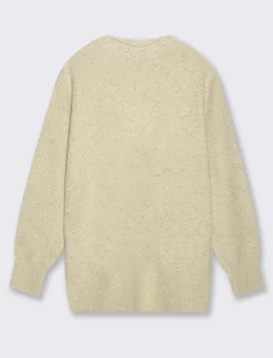 Piazza Italia Maglia mezzocollo manica lunga con filato di paillates con spacchi laterali - Avorio Beige Cheap