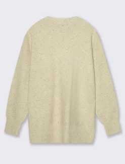 Piazza Italia Maglia mezzocollo manica lunga con filato di paillates con spacchi laterali - Avorio Beige Cheap