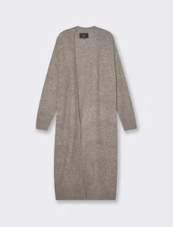 Piazza Italia Maglia modello cardigan lungo aperto con tasche a toppa e spacchi sui lati - Tortora melange Flash Sale