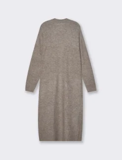 Piazza Italia Maglia modello cardigan lungo aperto con tasche a toppa e spacchi sui lati - Tortora melange Flash Sale