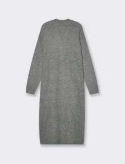 Piazza Italia Maglia modello cardigan lungo aperto con tasche a toppa e spacchi sui lati - Grigio melange Discount