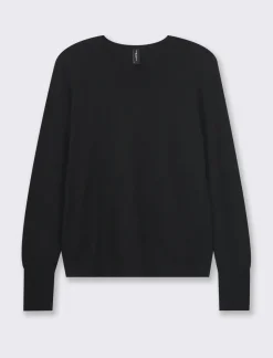 Piazza Italia Maglia modello girocollo in maglia fine di viscosa con dettaglio bottoni su polsi - Nero Flash Sale