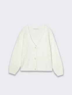 Piazza Italia Maglia morbida da bambina con abbottonatura centrale - sporco Bianco Flash Sale