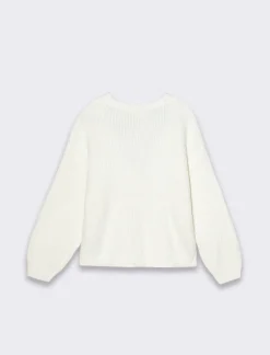 Piazza Italia Maglia morbida da bambina con abbottonatura centrale - sporco Bianco Flash Sale