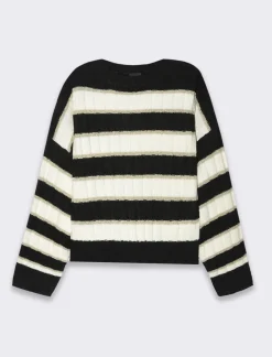 Piazza Italia Maglia pullover manica lunga, a strische con spalle cadenti vestibilità comoda - var 1 Best