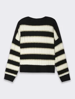 Piazza Italia Maglia pullover manica lunga, a strische con spalle cadenti vestibilità comoda - var 1 Best