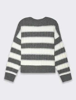 Piazza Italia Maglia pullover manica lunga, a strische con spalle cadenti vestibilità comoda - var 2 Online