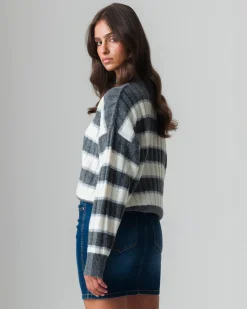 Piazza Italia Maglia pullover manica lunga, a strische con spalle cadenti vestibilità comoda - var 2 Online