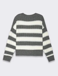 Piazza Italia Maglia pullover manica lunga, a strische con spalle cadenti vestibilità comoda - var 2 Online