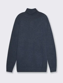 Piazza Italia Maglia regular fit dolcevita in filato premium effetto lana - melange Blu Store