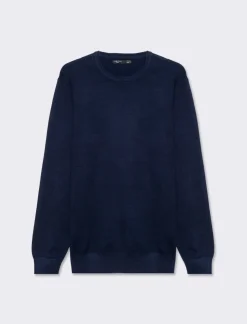 Piazza Italia Maglia regular fit girocollo in misto viscosa - Blu Best Sale