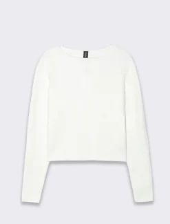 Piazza Italia Maglia scollo a barca con lavorazione a costine - Bianco latte Cheap